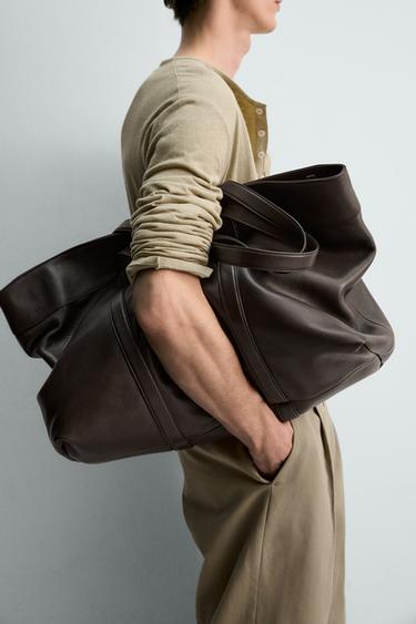 LIMITED EDITION LEATHER TOTE BAG - Brown by Zara - Image 0