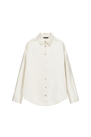 Zara SATIN EFFECT SHIRT - Beige