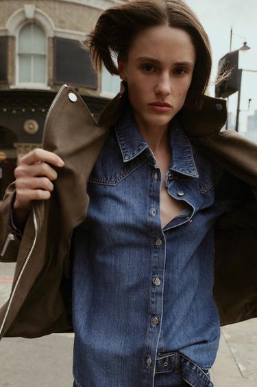 FAUX SUEDE BIKER JACKET - Khaki by Zara - Image 6