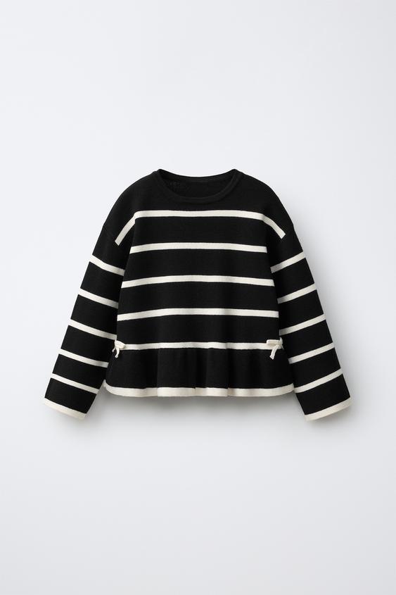 STRIPED KNIT JUMPER WITH BOWS - Black de Zara - Imagen 0