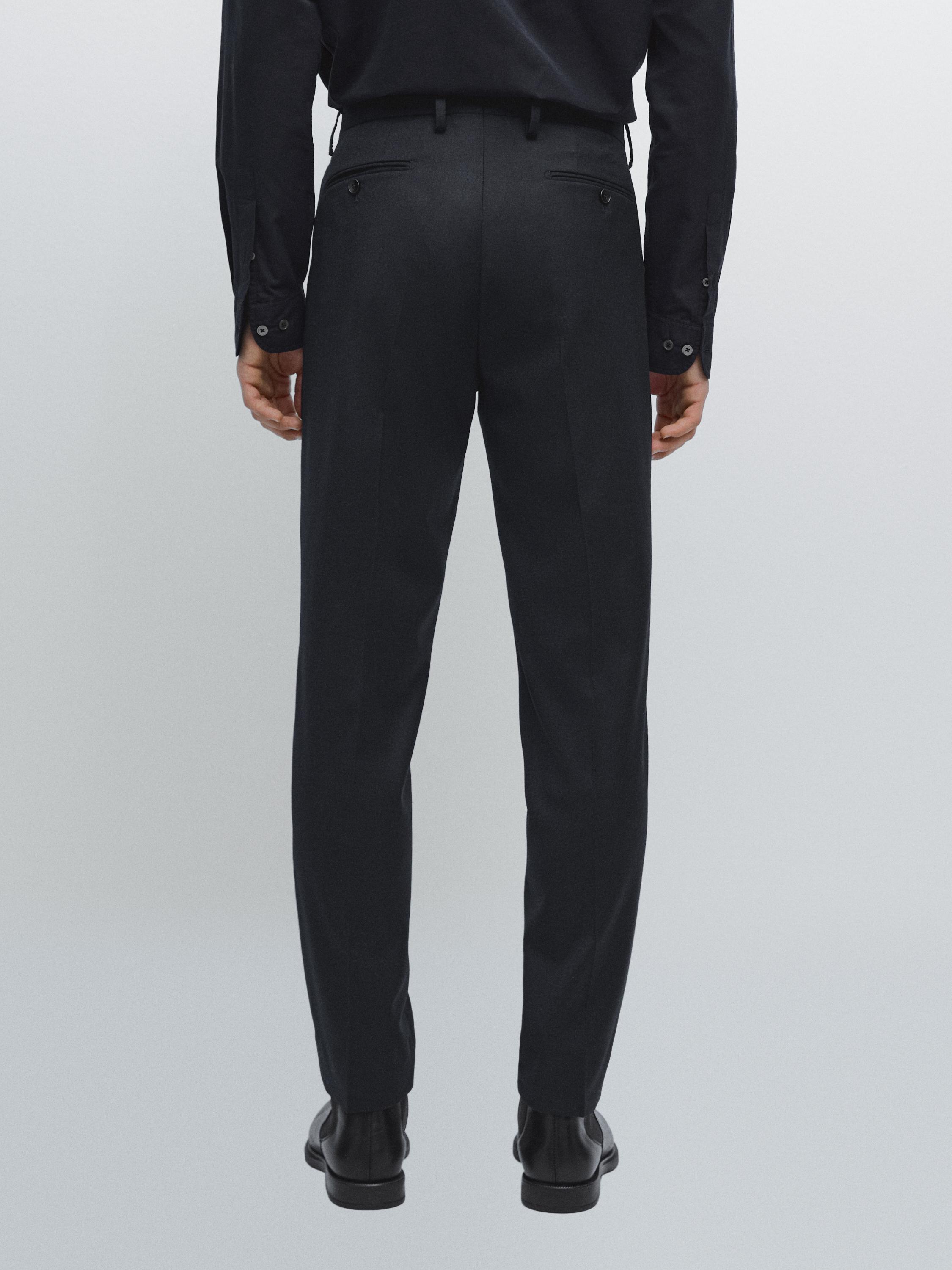 Wool blend flannel suit trousers