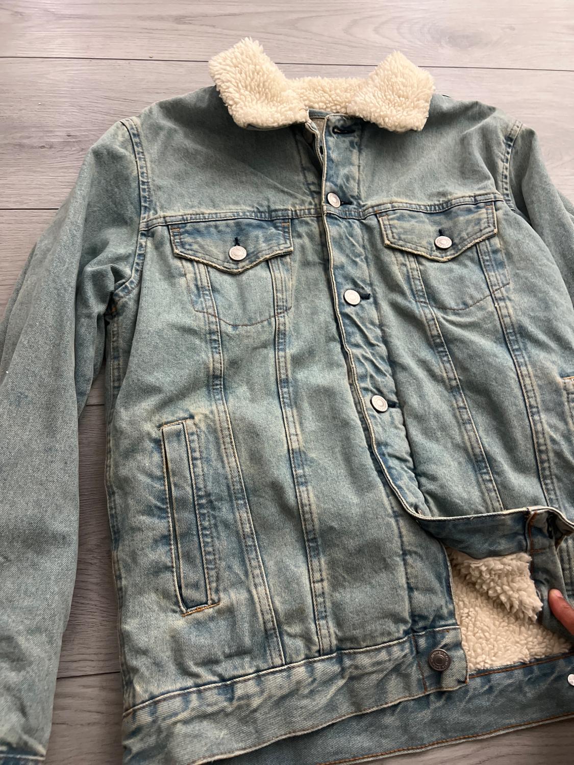 BLUE DENIM SHERPA JACKET - Image 3