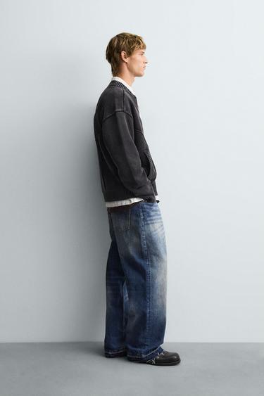 WASHED KNIT BOMBER JACKET - Brown by Zara - Image 3