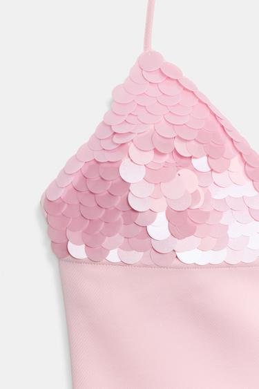 HALTER TOP WITH SEQUINS - Pastel pink by Zara - Image 5