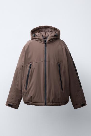ZIPPED PUFFER JACKET - Brown / Taupe by Zara