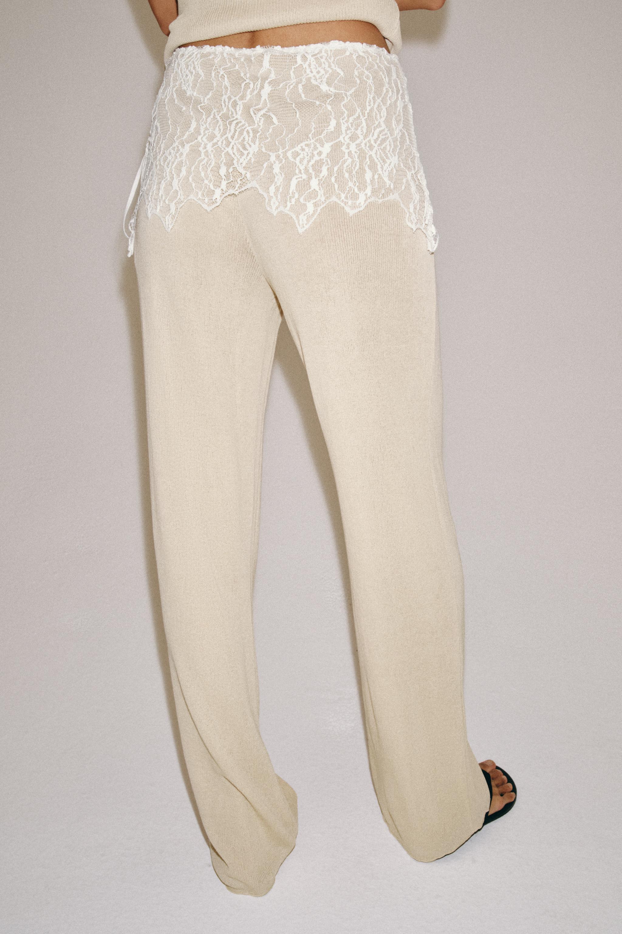PANTALON CÔTELÉ DENTELLE