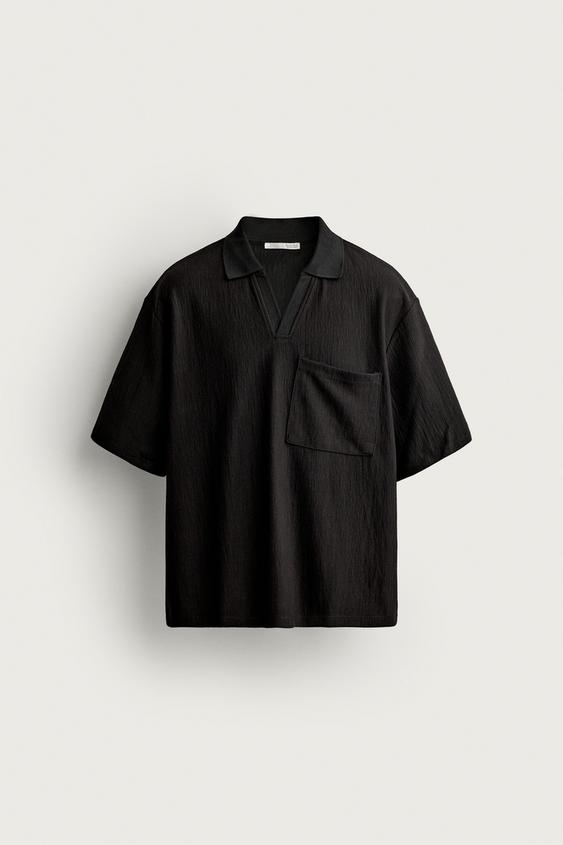 TEXTURED POCKET POLO SHIRT - Black by Zara - Image 0