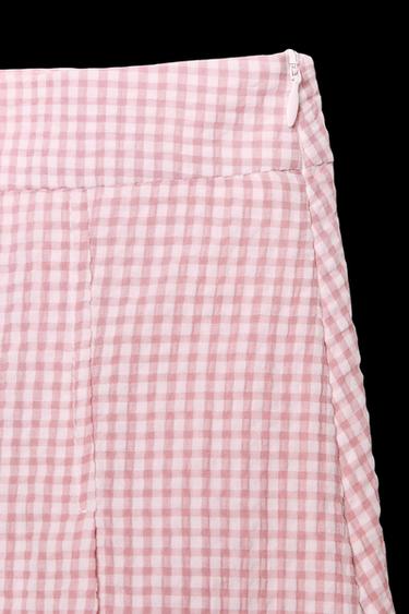 Zara GINGHAM SKORT - Pink / White