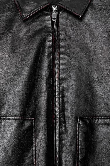 BLOUSON EN MATIÈRE SYNTHÈTIQUE - Noir de Zara - Image 8