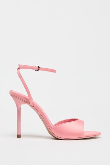 SATIN STILETTO HEEL SANDALS - Pink by Zara