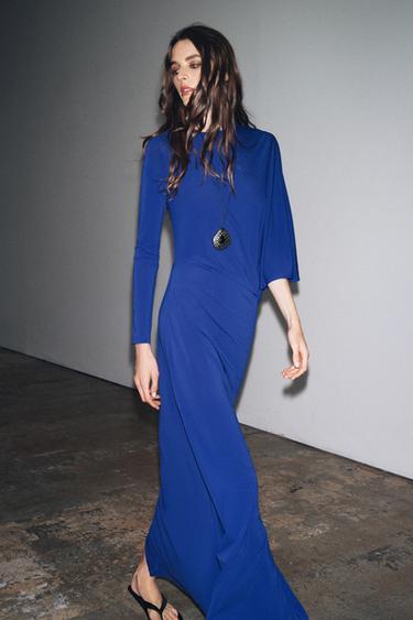 ASYMMETRIC LONG DRESS - Blue by Zara