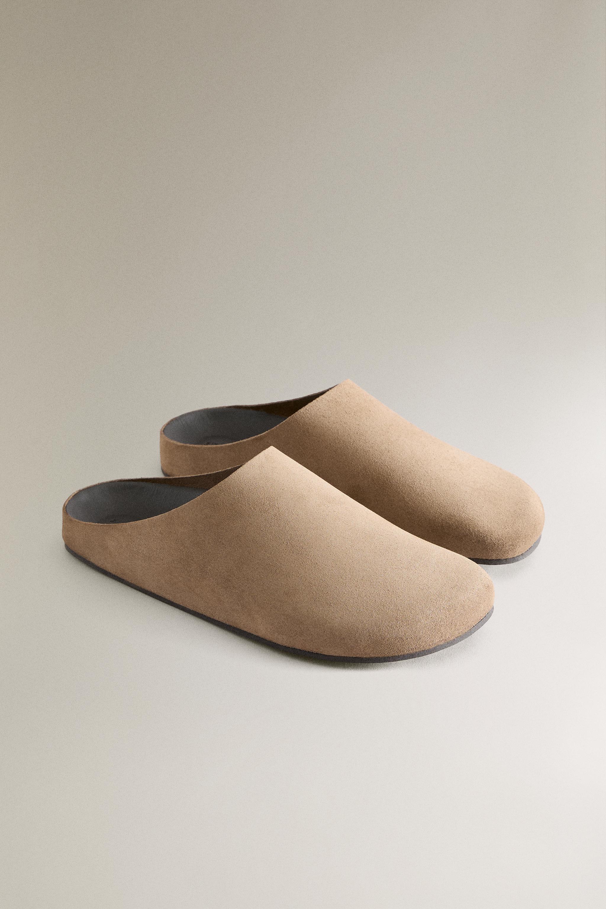 LEATHER SPLIT SUEDE MULE CLOG SLIPPERS