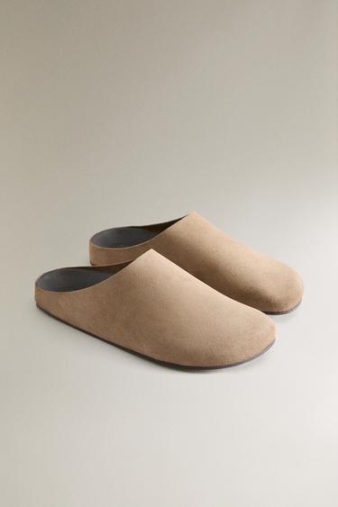 SABOT CUIR CROÛTE DE CUIR - Gris taupe de Zara - Image 1