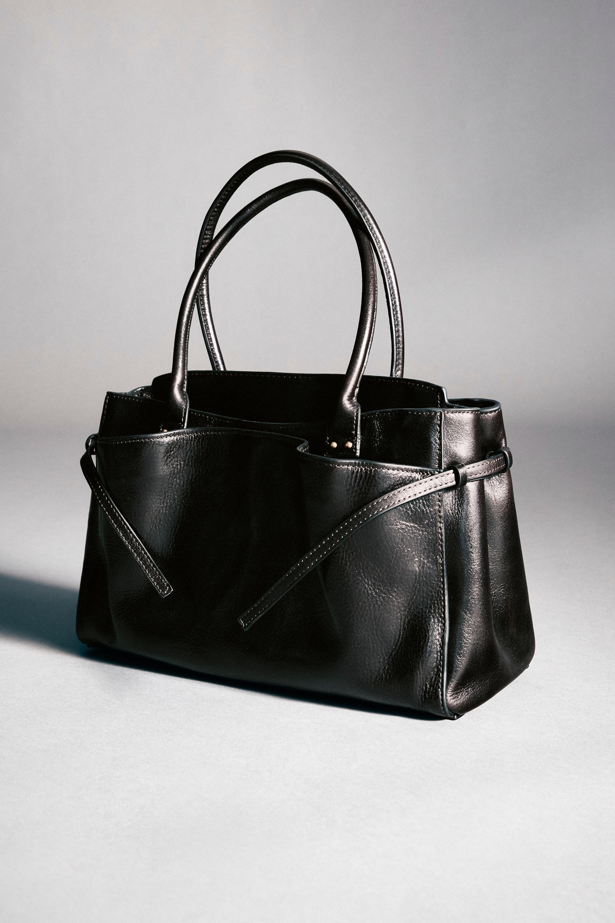 美品】ZARA ザラ クロコ調 ボストンバッグ ブラック 大容量 ショルダー