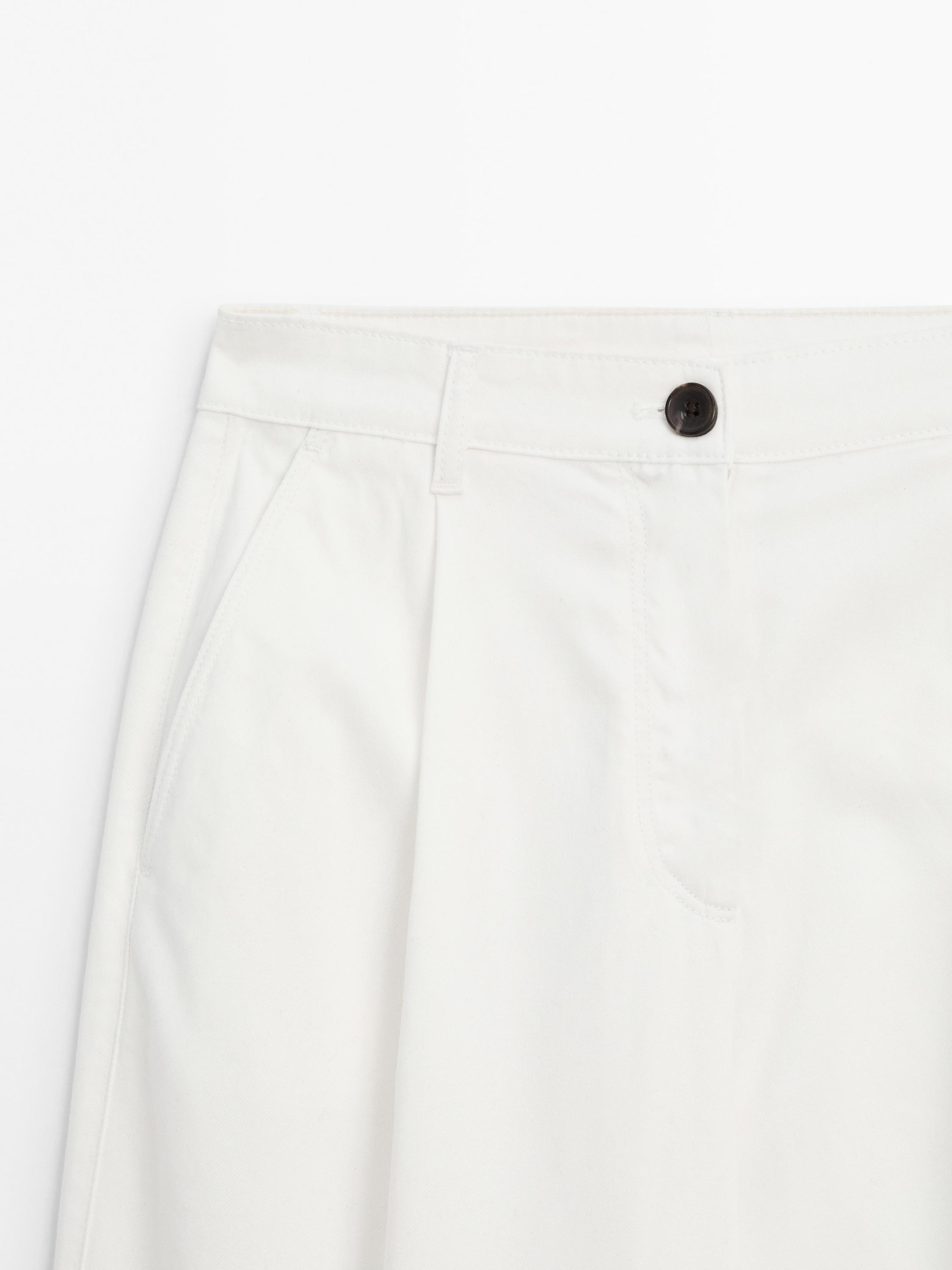 Flowing cotton blend trousers