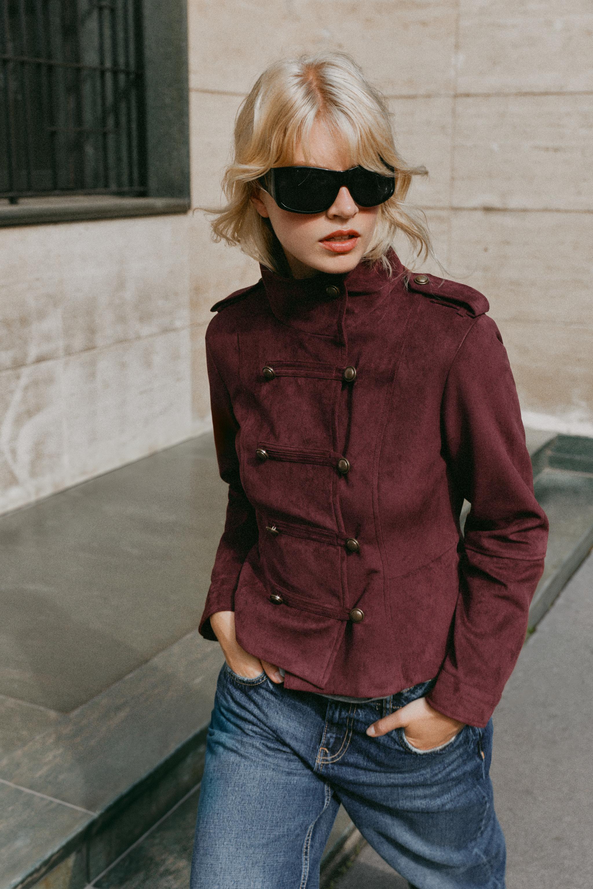 BLOUSON À BRANDEBOURGS EFFET DAIM