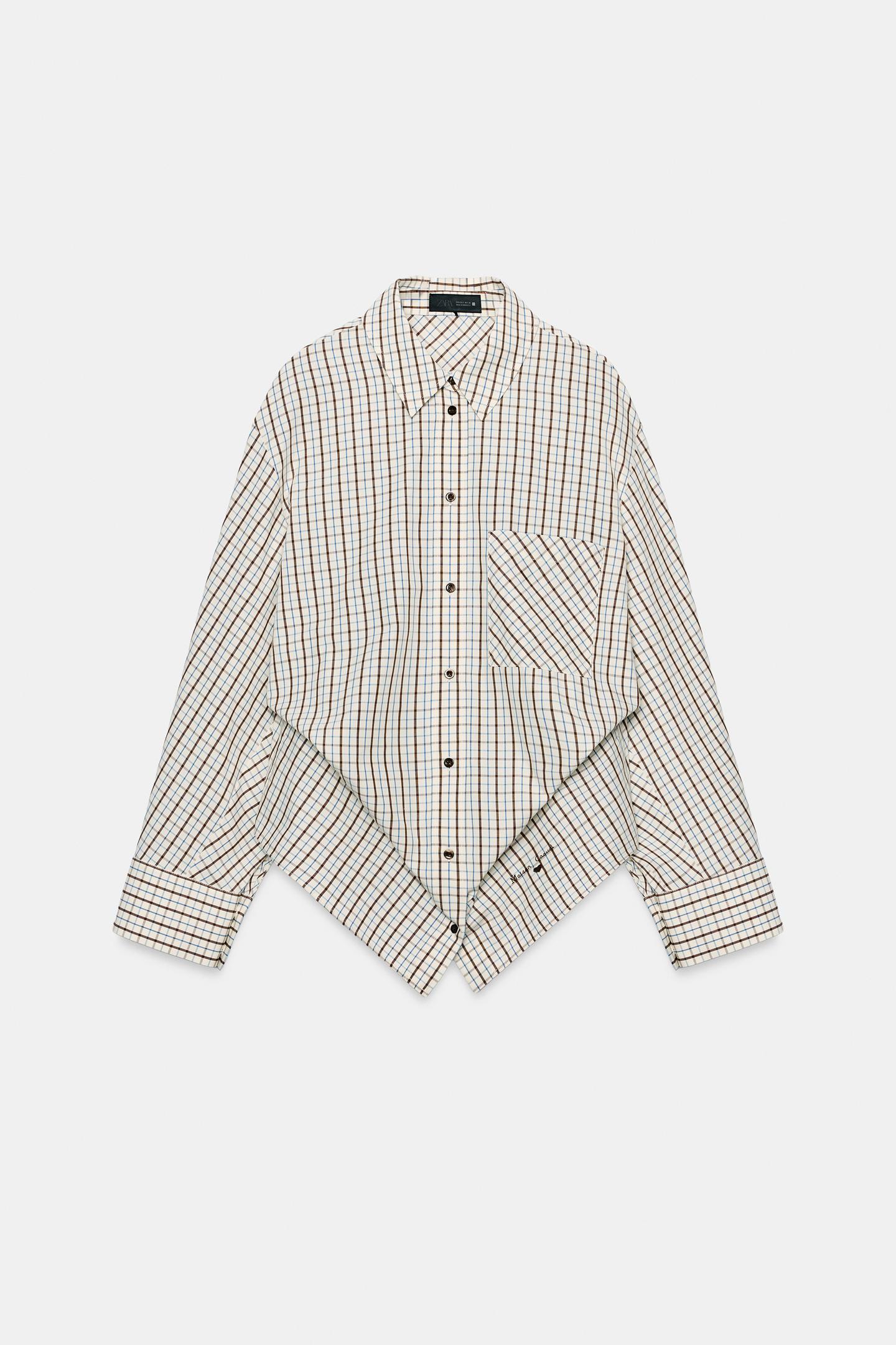 Женская рубашка Zara Oversized Plaid, цвет: Разноцветный