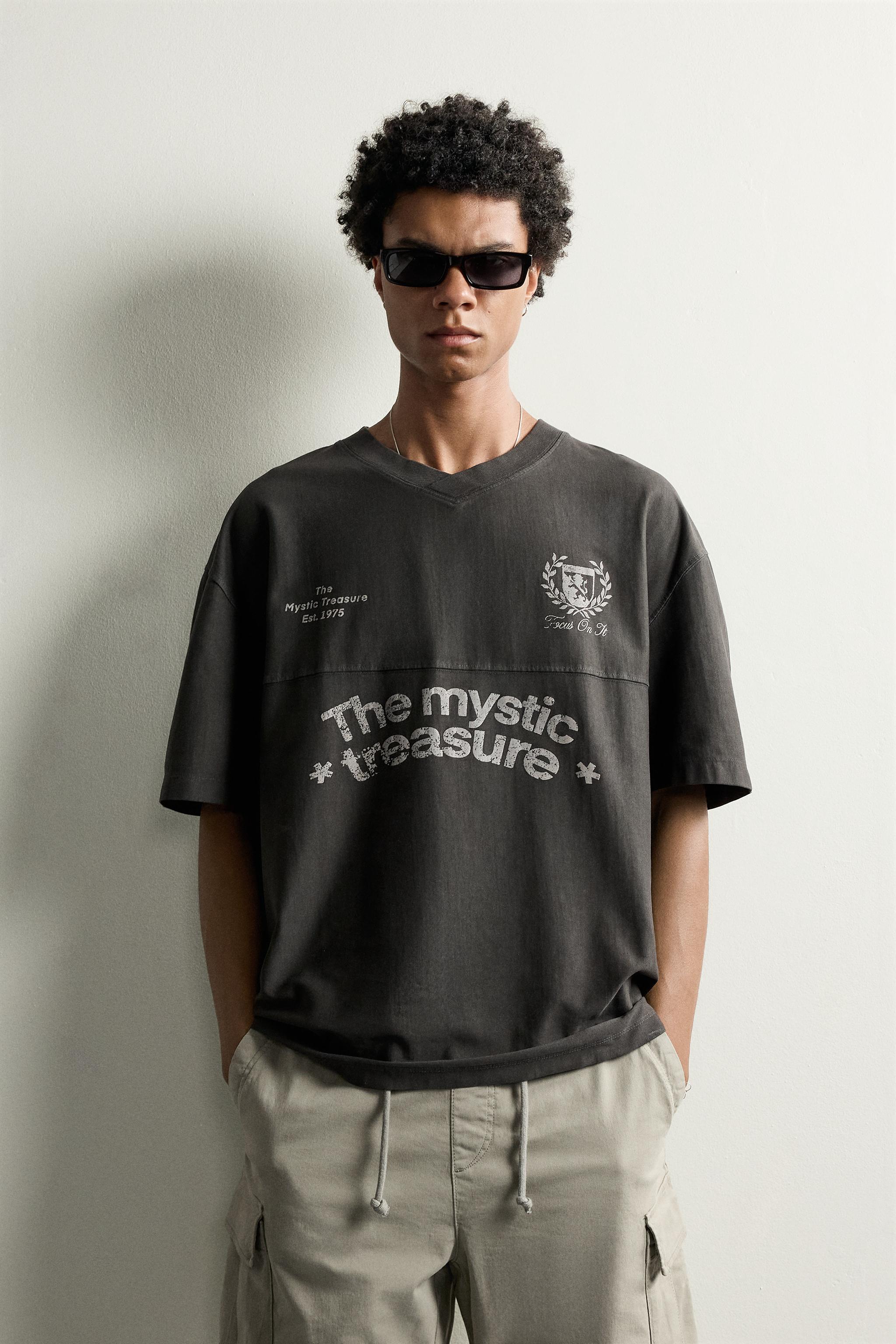 WASHED PRINT T-SHIRT - Anthracite grey | ZARA South Africa