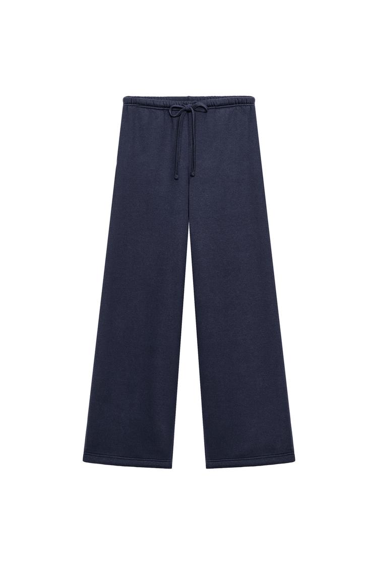 BASIC STRAIGHT PLUSH TROUSERS WITH ADJUSTABLE HEM