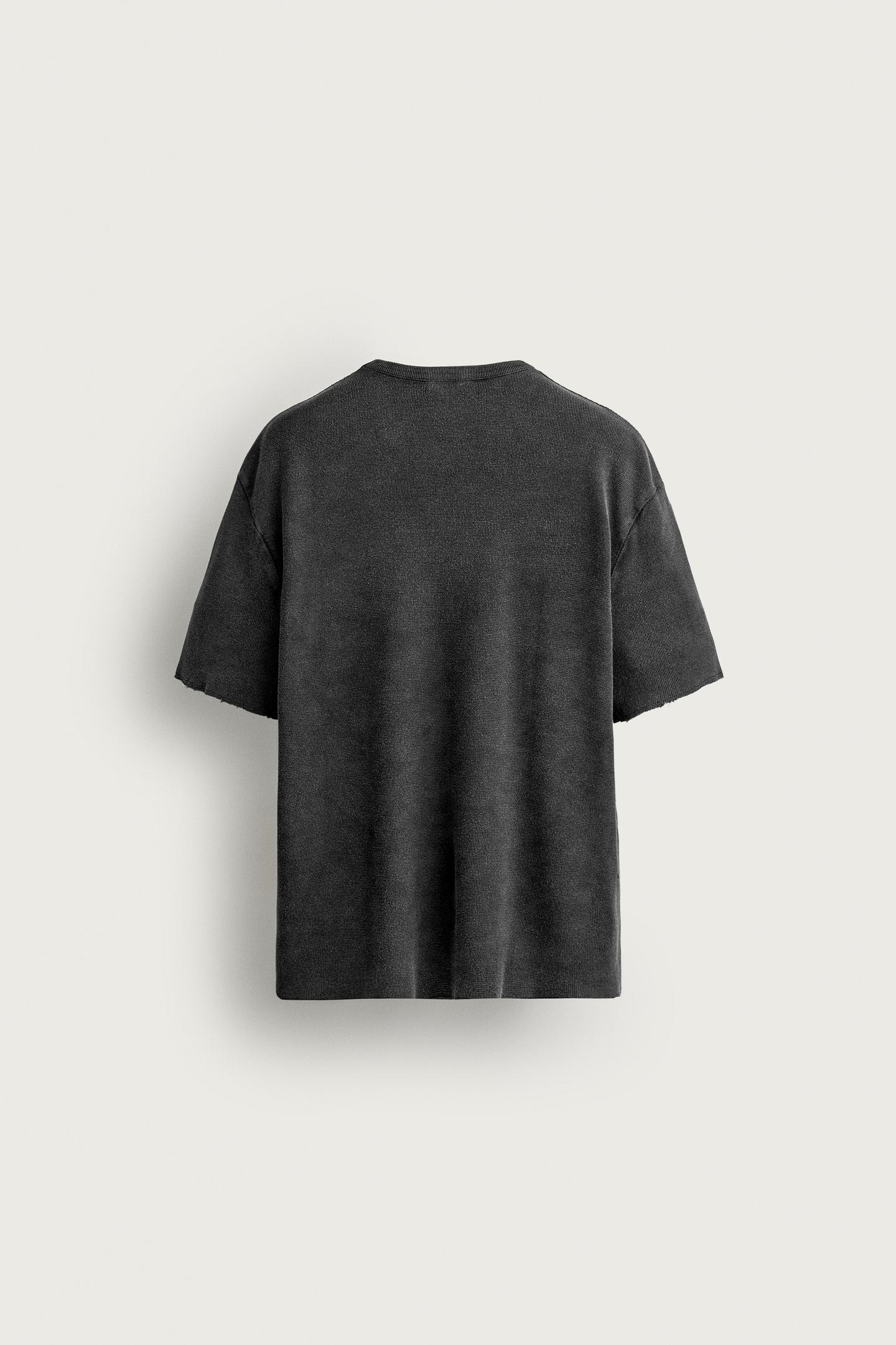 Мужская футболка Zara Washed Printed Knit, цвет: Чёрный — фото 8