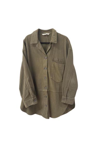 DENIM KHAKI GREEN OVERSIZED ARMY JACKET WITH