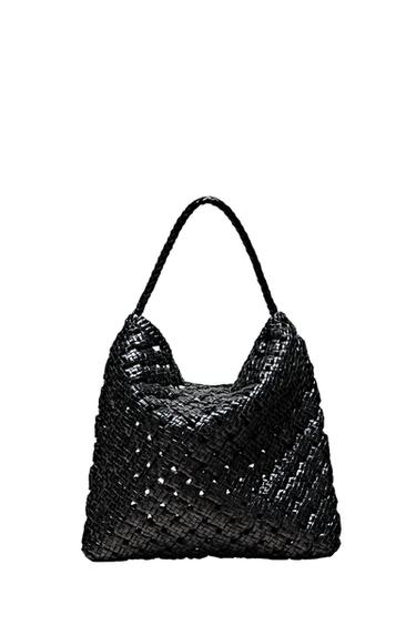 Bolso mediano trenzado piel napa - Negro de Zara
