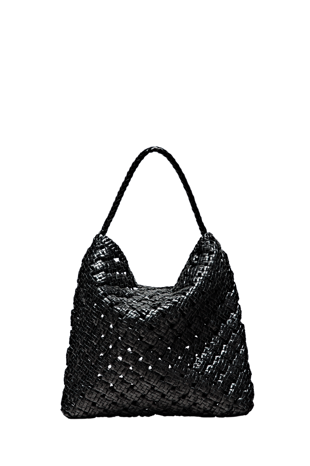 Medium braided nappa leather bag — Black