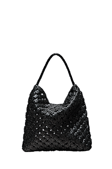 Medium braided nappa leather bag — Black 1