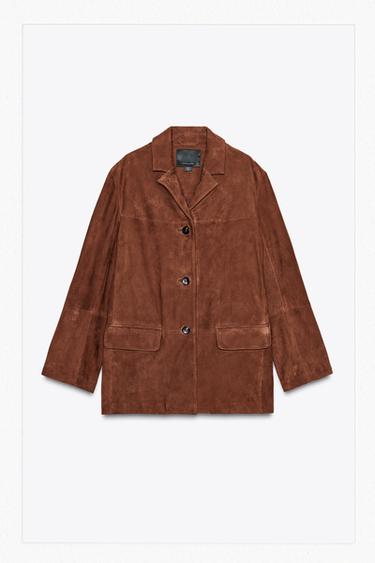 БЛЕЙЗЕР ОВЕРСАЙЗ ИЗ ЗАМШИ — LIMITED EDITION, ZW COLLECTION — КОРИЧНЕВЫЙ от Zara