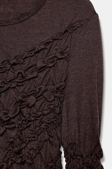 Zara GATHERED MIDI DRESS - Brown
