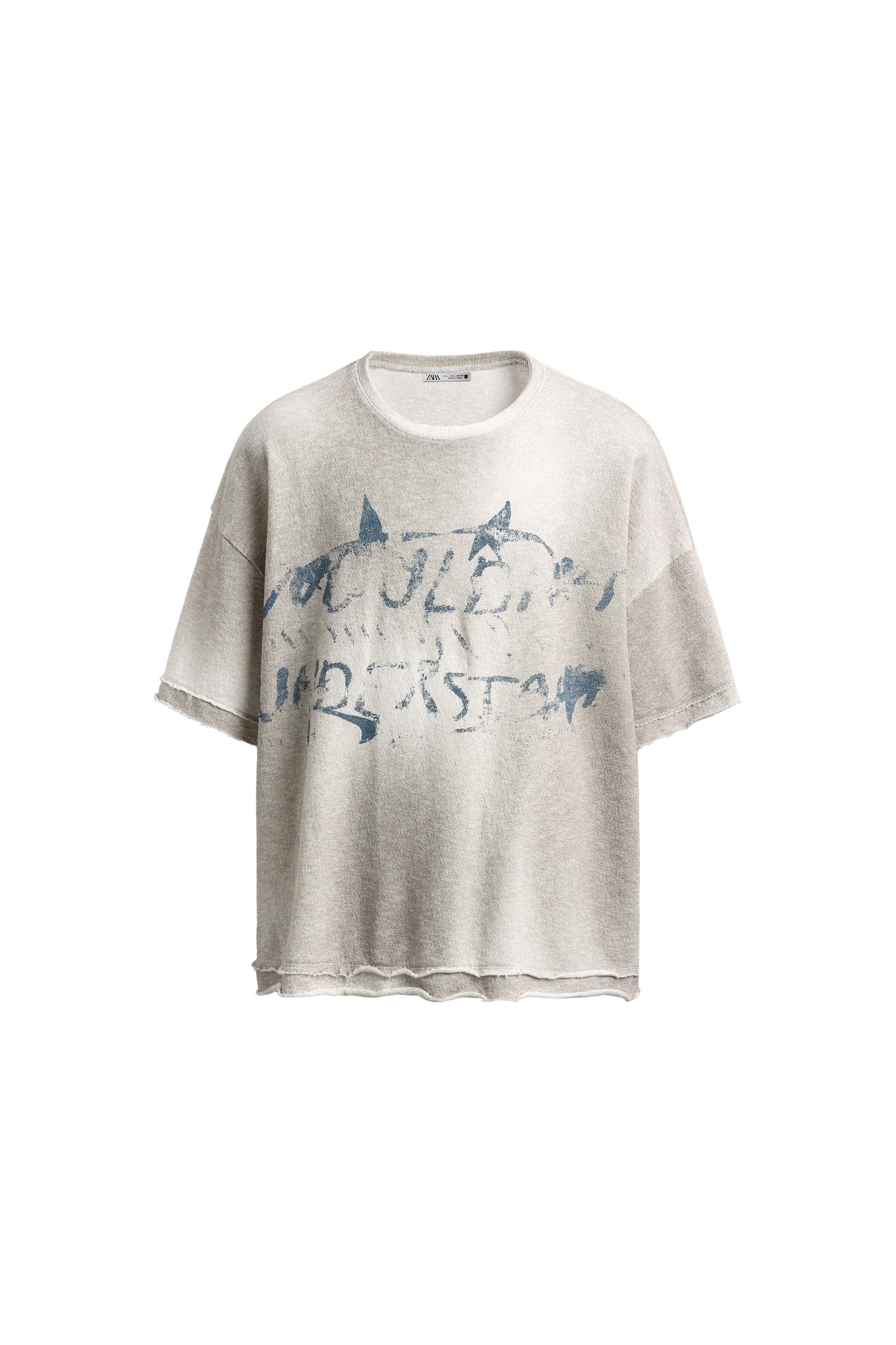 SPRAY PRINT KNIT T-SHIRT - Oyster-white | ZARA South Africa