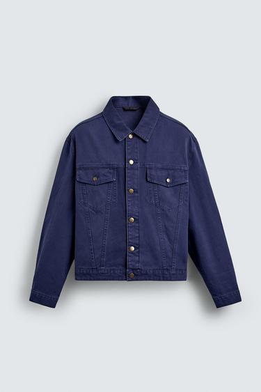 CAZADORA LAVADA RELAXED FIT - Azul tinta de Zara