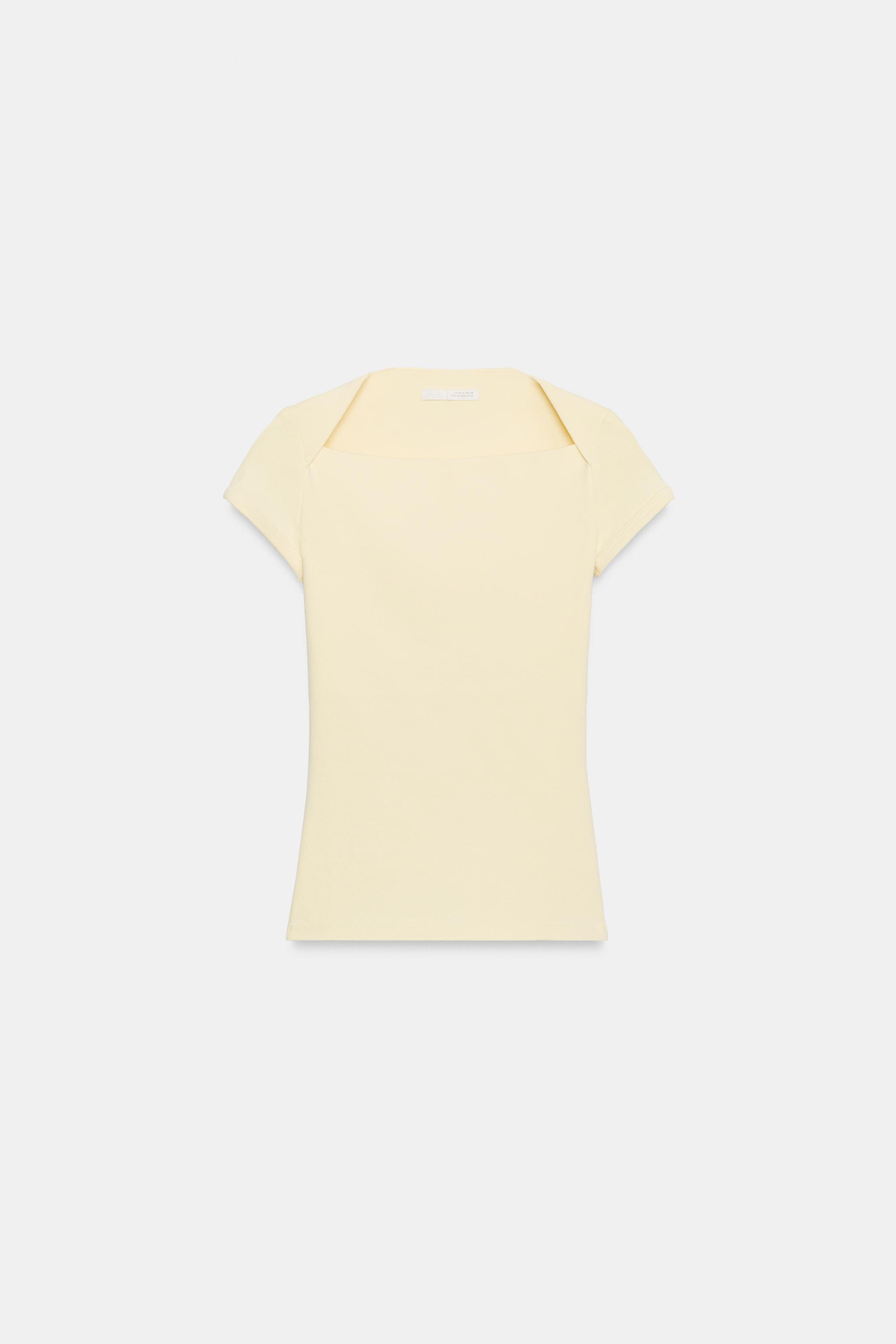 スクエアネックTシャツ - ホワイト | ZARA Japan / 日本