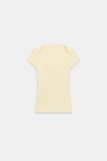 SQUARE NECKLINE T-SHIRT - Yellow by Zara