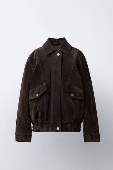 Zara 100% LEATHER JACKET - Chocolate