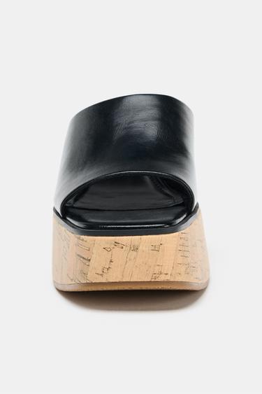CORK EFFECT WEDGES - Black by Zara - Image 3