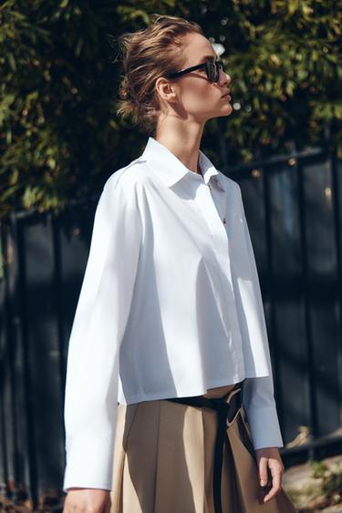 SHORT POPLIN SHIRT - White by Zara - Image 1