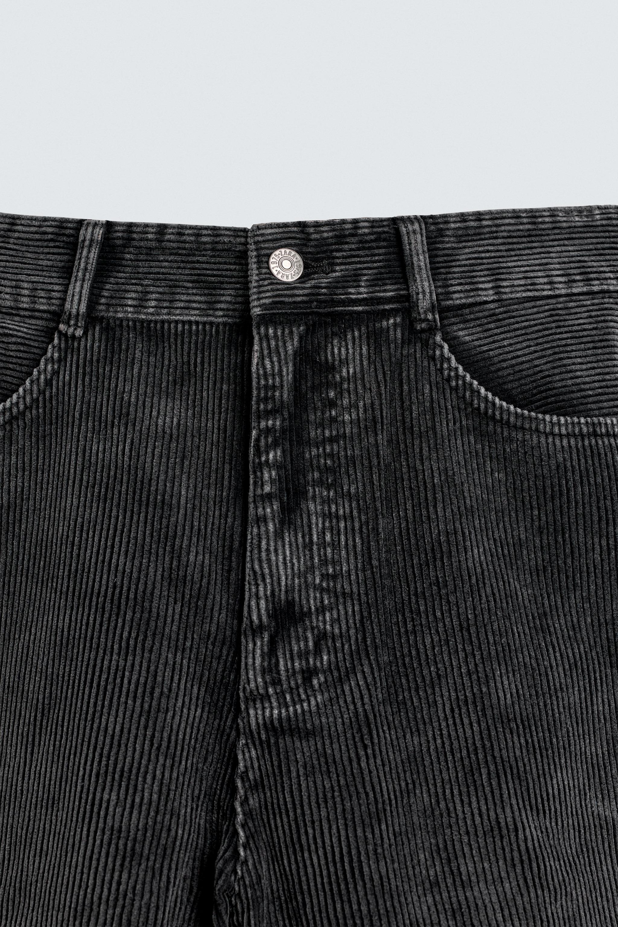 コーデュロイバギーフィットパンツ、ツイストシーム - ブラック | ZARA 