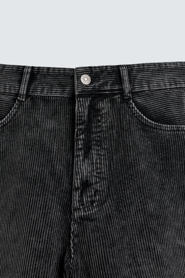 PANTALON BAGGY EN VELOURS CÔTELÉ À COUTURES TORSADÉES - Noir de Zara - Image 8