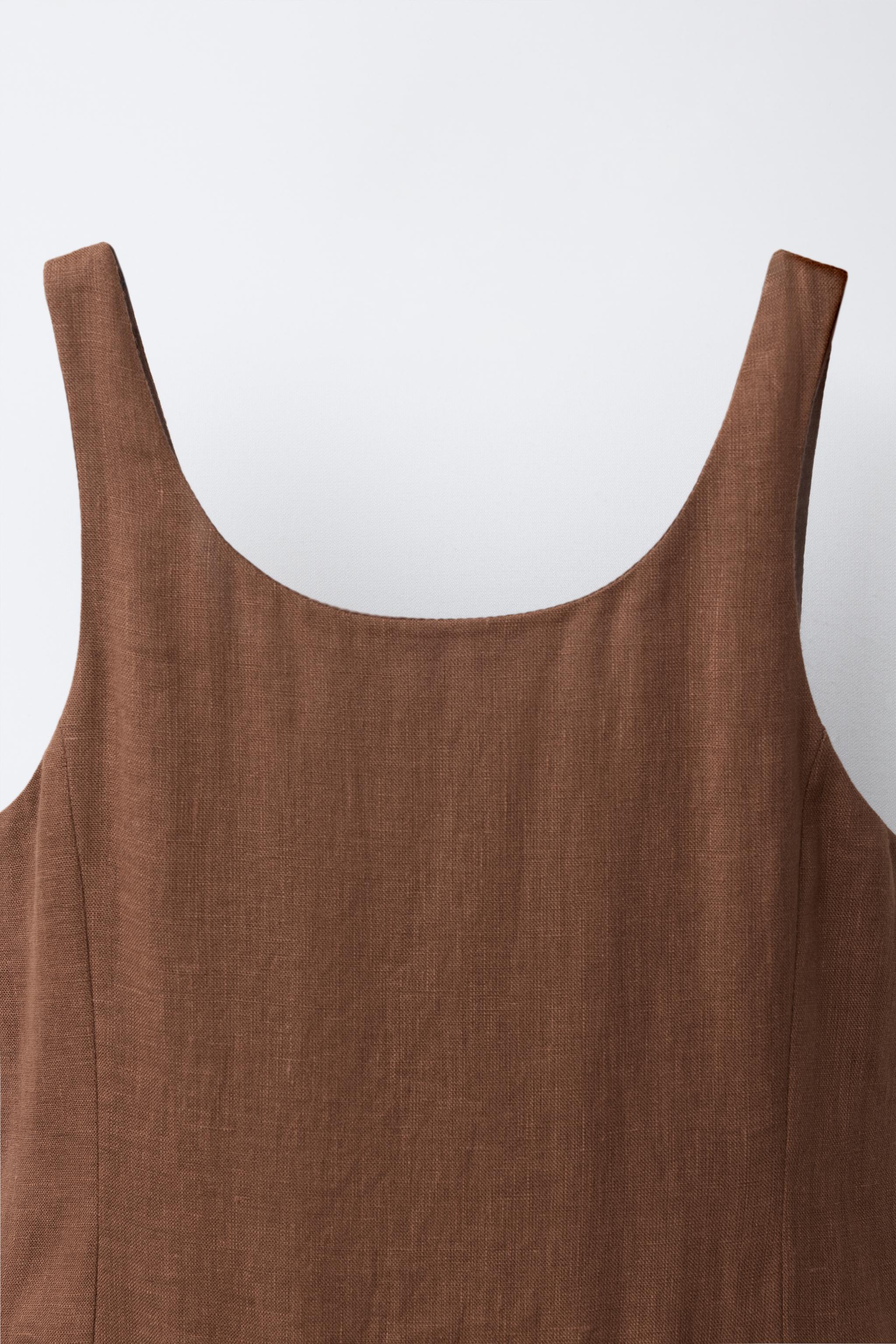 COLOR BLOCK 100% LINEN DRESS