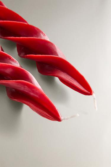 PACK OF SPIRAL CHRISTMAS CANDLES (PACK OF 2) - Red by Zara - Image 2