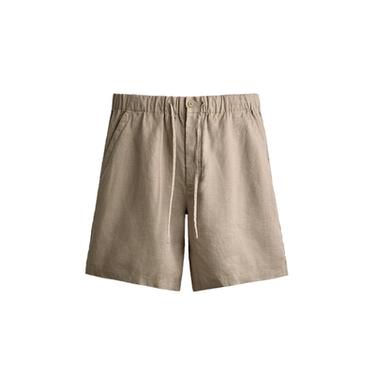 100% LINEN RELAXED FIT BERMUDA SHORTS - Taupe grey by Zara