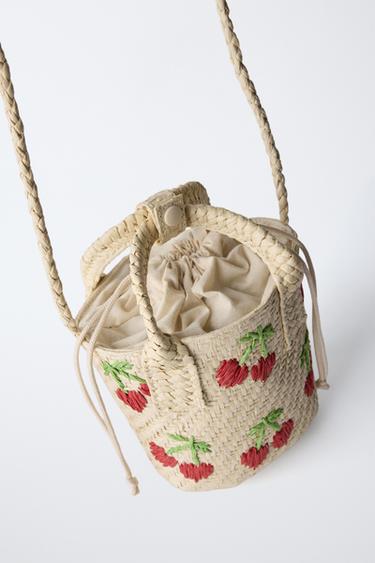 MINI SAC BANDOULIÈRE STYLE RAPHIA CERISES - Blanc écru de Zara - Image 2