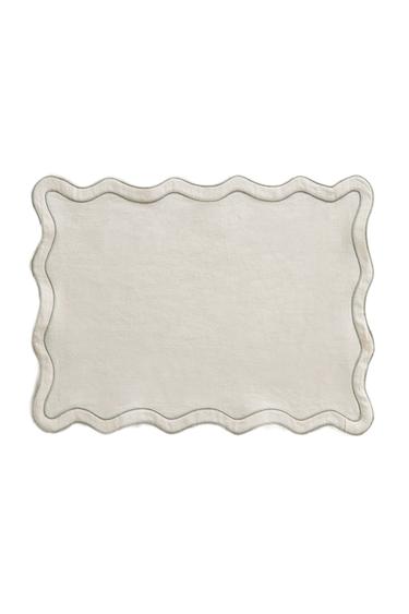 Zara LINEN PLACEMAT WITH WAVY EDGE - Bluish
