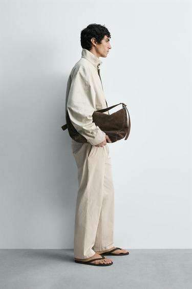 STRAIGHT-LEG PLEATED TROUSERS - Stone by Zara - Image 3