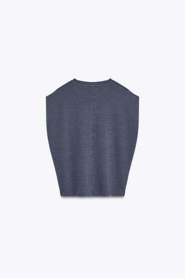 WASHED INTERLOCK T-SHIRT - Blue by Zara