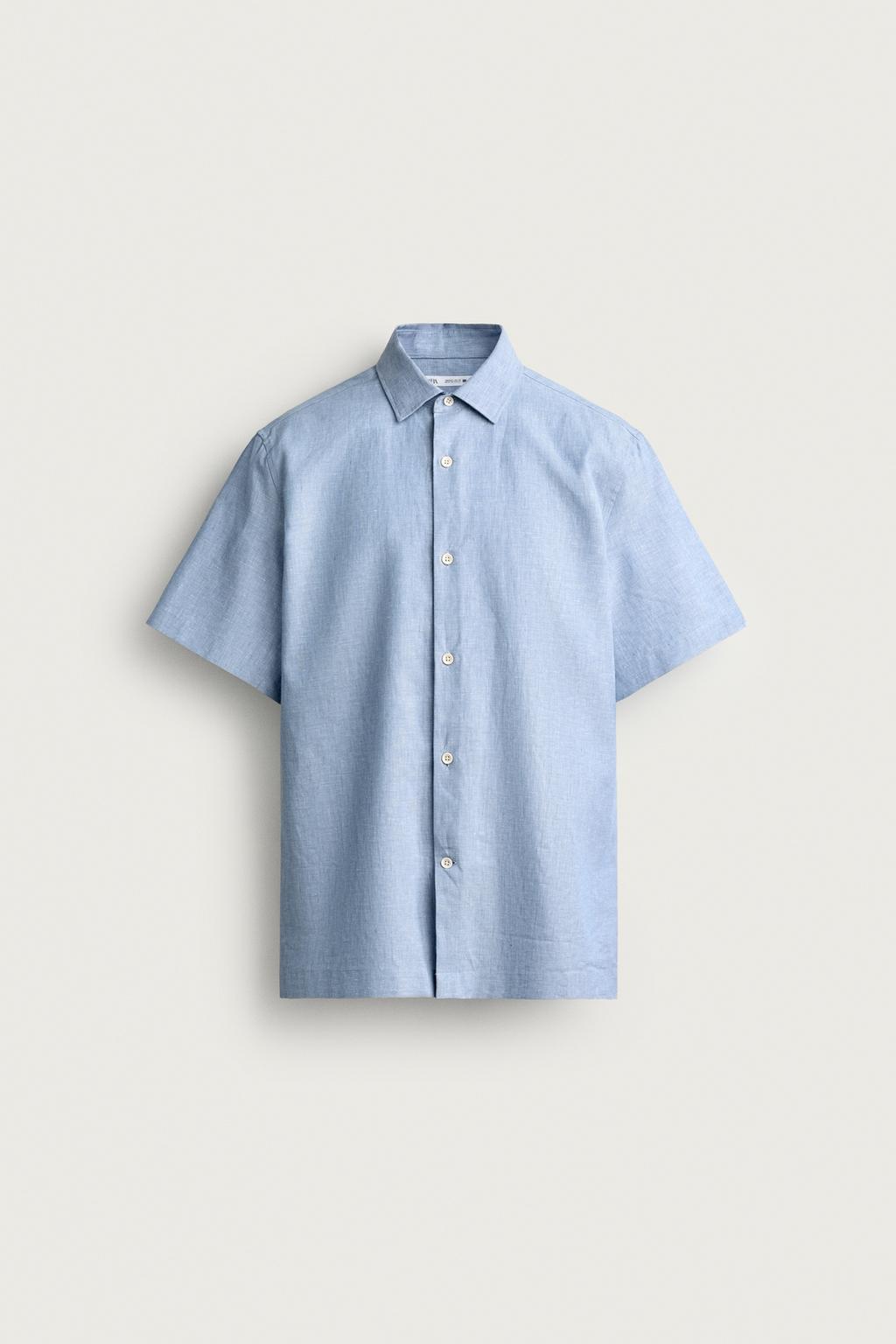 LINEN/COTTON TEXTURED SHIRT