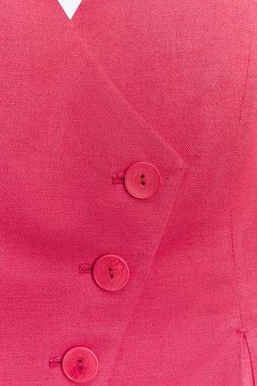 GILET CROISÉ EN LIN - Fraise de Zara - Image 8