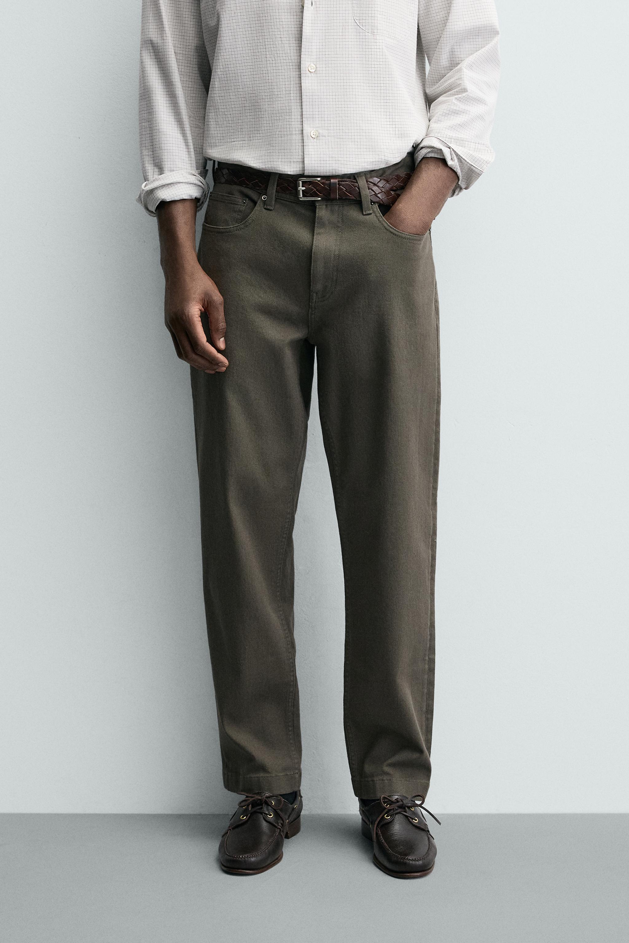 STRAIGHT-LEG TROUSERS — Taupe grey