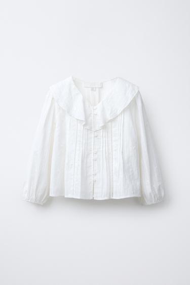 ROMANTIC SHIRT WITH EMBROIDERED FLOWERS - Oyster-white by Zara - Image 0